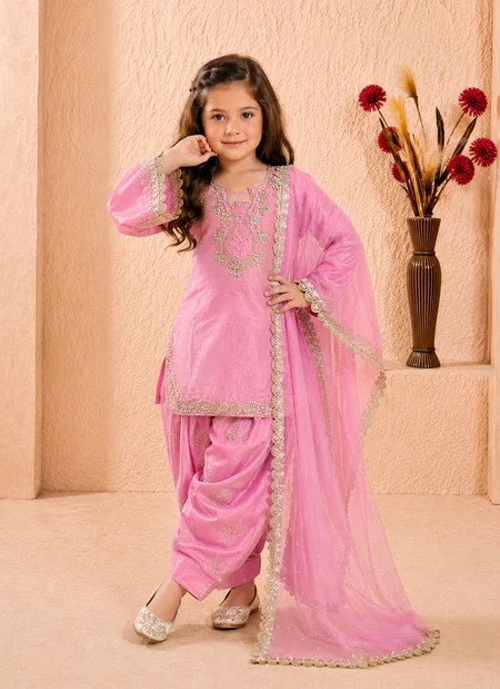 Oc 248 Pure Roman Glass Sillk Kids Wear Plazzo Suits